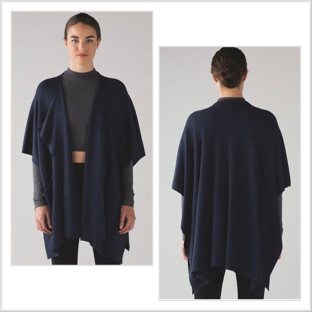 Lululemon After Asana Wrap Gray Reversible Cardigan Sweater OS